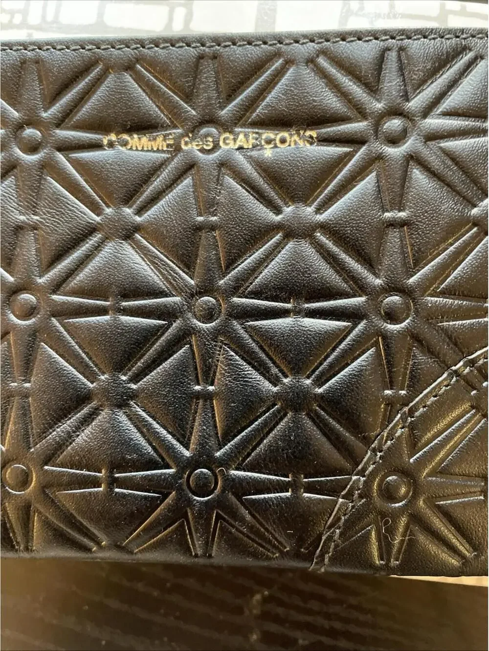 COMME DES GARCONS Small Star Embossed Pouch Black  made in Spain NIB $200msrp
